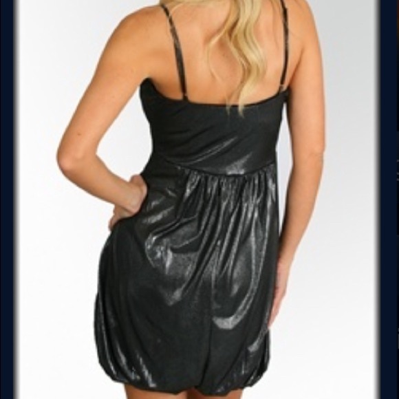 Slip Dress Silver Metallic Black Shine - Picture 4 of 5